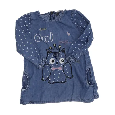 Denim dress (Blue, White) from Kids by Lindex Cotton