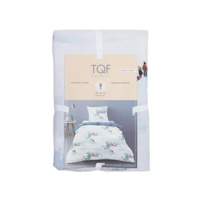 Bed set (White, Blue, Multicolored) from TQF Collection Cotton