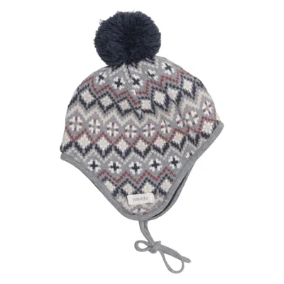 Bobble hat (Gray, Blue, Multicolored) from Newbie by KappAhl Acrylic, Cotton, Polyester