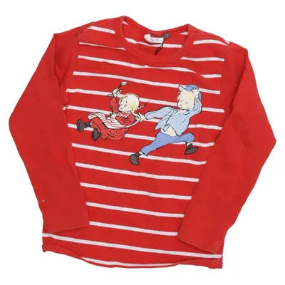 Lange mouwen shirt (Rood, Wit) van Emil i Lönneberga Katoen, Elastaan