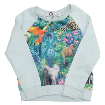 Sweatshirt (Blauw, Meerkleurig) van H&M Katoen, Polyester