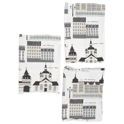 Kökshandduk (Vit, Svart, Grå) från Klippan Bomull