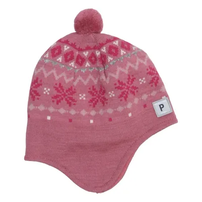 Bobble hat (Pink, Multicolored) from Polarn O. Pyret Merino wool, Recycled polyester