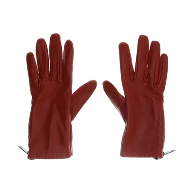Leren handschoenen (Rood) van Mango Accessories Polyester, Leer