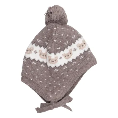 Pompon muts (Bruin, Wit, Beige) van H&M Acryl, Katoen, Polyester