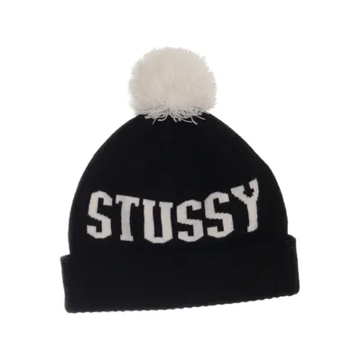 Pompon muts (Zwart, Wit) van Stüssy Acryl