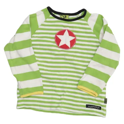 Långärmad t-shirt (Grön, Vit) från Villervalla Ekologisk bomull