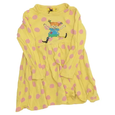 Klänning (Gul, Rosa) från Pippi Långstrump Bomull, Elastan