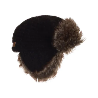Trapper hat (Brown, Black) from Farmers Market Iceland Cotton, Faux fur, Wool