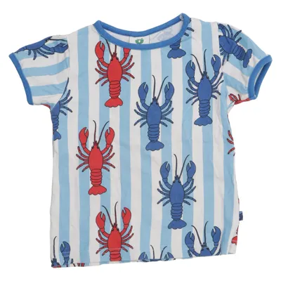 T-shirt (Blau, Weiß, Rot) von Småfolk Elasthan, Bio-Baumwolle