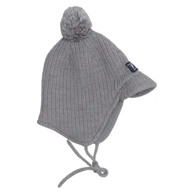 Bonnet à pompon (Gris) de Polarn O. Pyret Laine de mouton, Polyester recyclé
