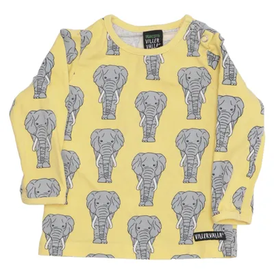 Långärmad t-shirt (Gul, Grå) från Villervalla Elastan, Ekologisk bomull