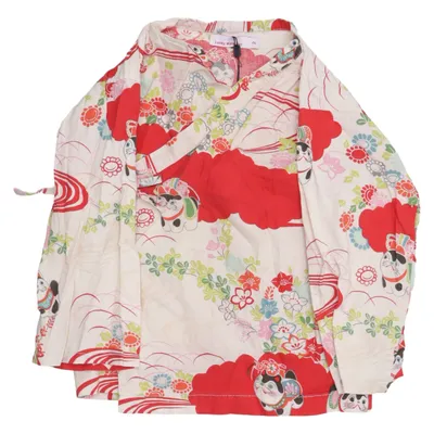 Blouse portefeuille (Beige, Multicolore) de Lucky Wang NYC Coton