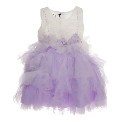 Bloemenmeisjes jurk (Lila, Wit) Polyester, Viscose