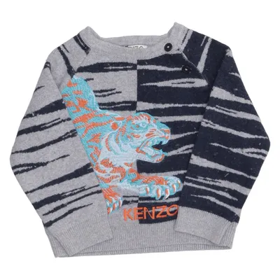 Sweatshirt (Gray, Blue) from Kenzo Kids Cotton, Wool