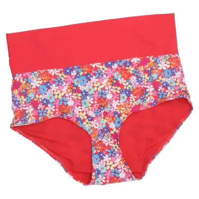 Bikini broekje (Rood, Meerkleurig) van Twill Elastaan, Polyamide