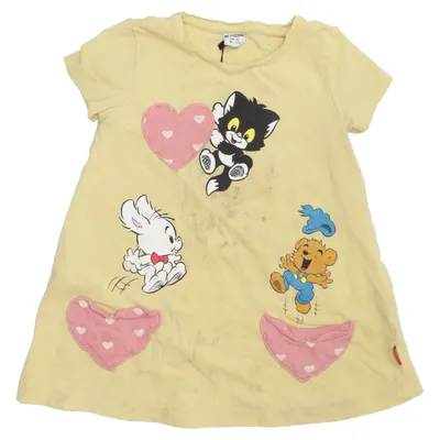Klänning (Gul, Rosa, Svart, Vit) från Bamse by Lindex Bomull, Elastan