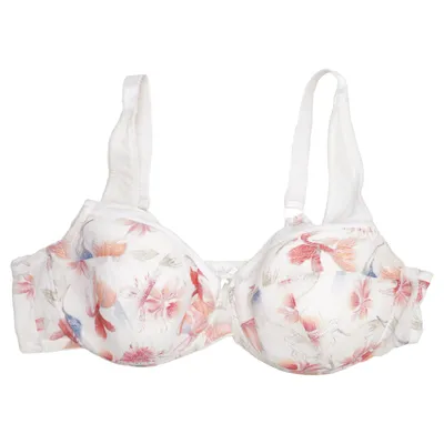 Bra (White, Multicolored) from Ulla Popken Cotton, Elastane, Polyamide