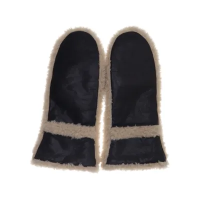 Leather mittens (Brown, White) from Arket Polyester, Leather, Wool