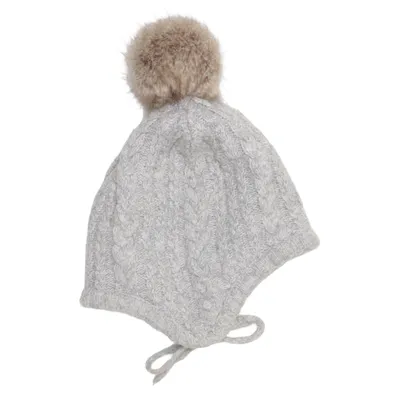 Bobble hat (Gray) from H&M Acrylic, Cotton, Polyamide, Polyester, Wool