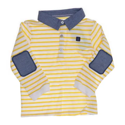 Rugby shirt (White, Yellow, Blue) from Obaïbi Cotton