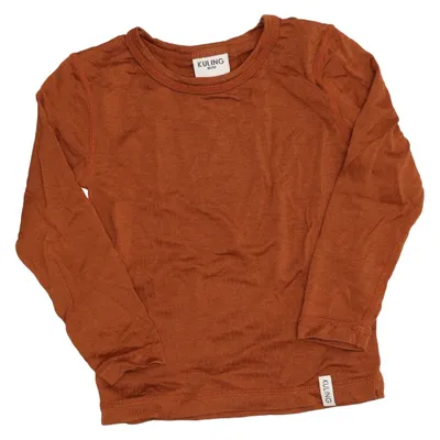 Long sleeve T-shirt (Brown) from Kuling Merino wool