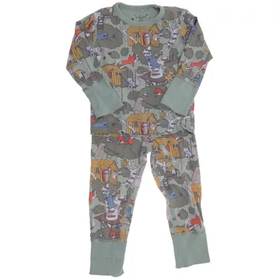 Pajamas (Green, Multicolored) from Polarn O. Pyret Organic cotton, Elastane
