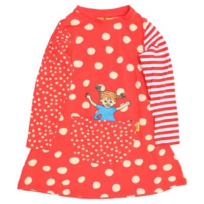 Robe (Rouge, Blanc) de Pippi Långstrump Coton, Élasthane