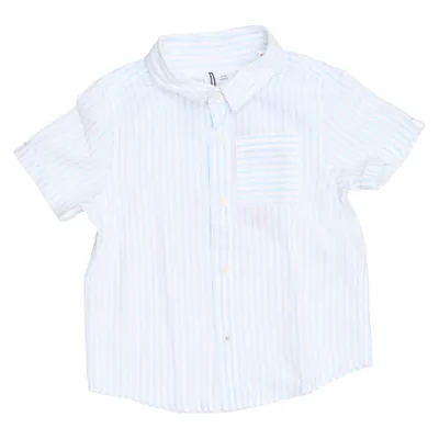 Chemise à manches courtes (Bleu, Blanc) de Zara Coton