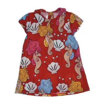 Jurk (Rood, Meerkleurig) van Mini Rodini Elastaan, Tencel