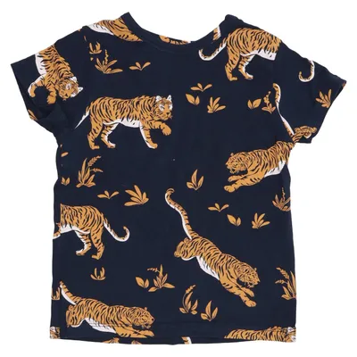 T-shirt (Sort, Brun) fra The Striped Cat Elastan, Økologisk bomuld