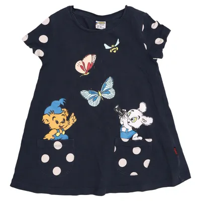Jurk (Blauw, Meerkleurig) van Bamse by Lindex Katoen, Elastaan