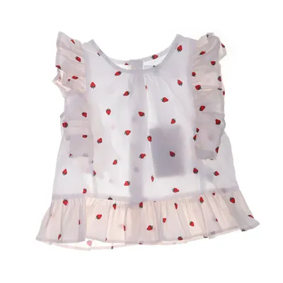 Topp (Vit, Röd) från Zara Bomull