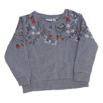 Collegetröja (Grå, Flerfärgad) från Name It Elastan, Ekologisk bomull