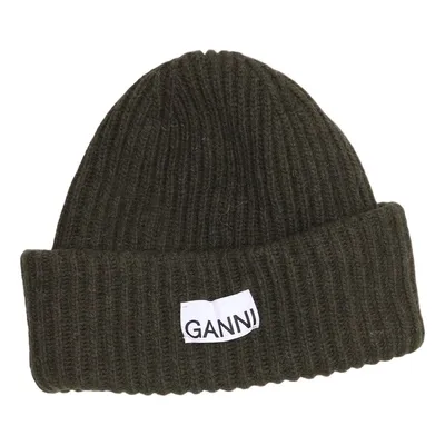 Beanie (Green) from Ganni Polyamide, Wool