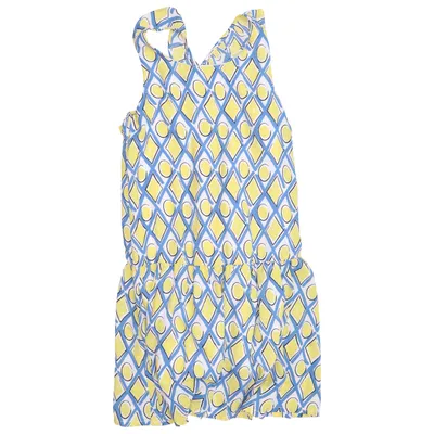 Jurk (Blauw, Geel, Wit) van MSK Polyester