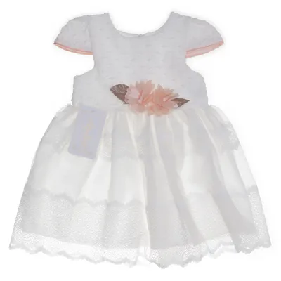 Blomsterpigekjole (Hvid, Pink) fra Angel Dear Bomuld, Polyester
