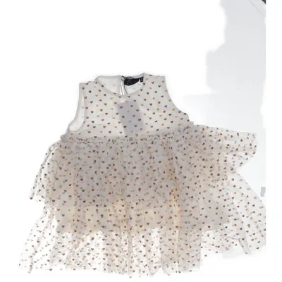 Klänning (Vit, Guldfärgad) från Petit Bomull, Polyester