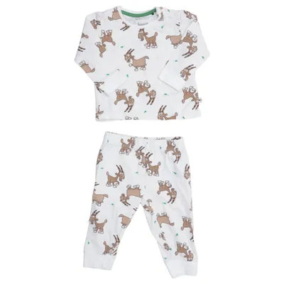 Pyjama (Blanc, Marron) de WOODY Coton, Élasthane