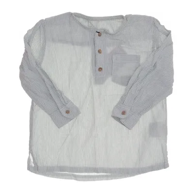 Blus (Vit, Grön) från Lindex Bomull, Linne