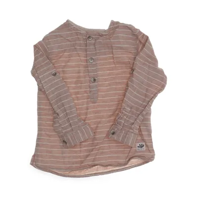 Henley shirt (Beige, Wit) van Zara Katoen, Linnen