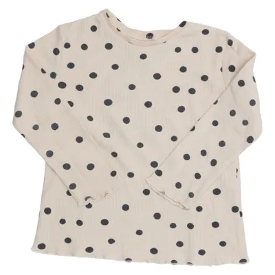 T-shirt à manches longues (Beige, Noir) de Zara Coton, Élasthane, Polyester
