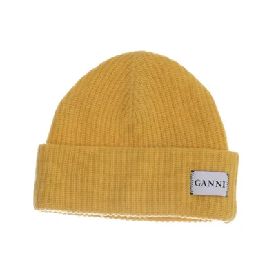 Beanie (Yellow) from Ganni Polyamide, Wool