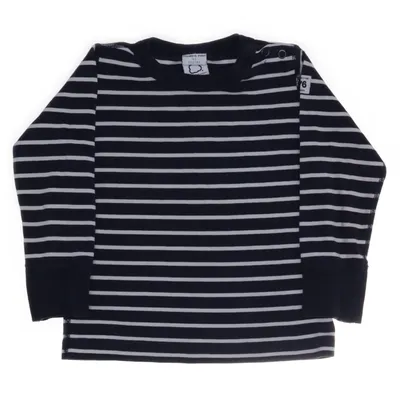 Langærmet t-shirt (Blå, Hvid) fra Polarn O. Pyret Økologisk bomuld