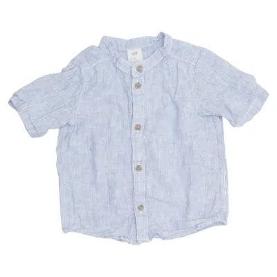 Chemise à manches courtes (Bleu, Blanc) de H&M Coton, Lin