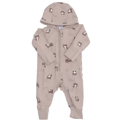 Mjukisdräkt (Beige, Brun) från Polarn O. Pyret Elastan, Ekologisk bomull