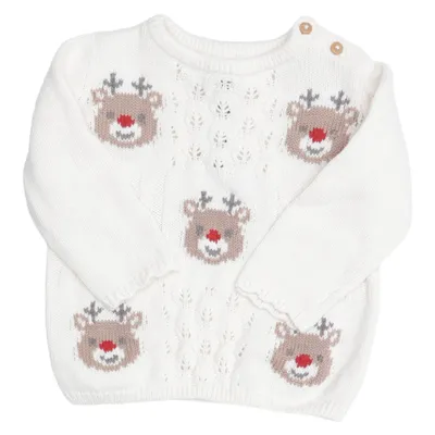 Julesweater (Hvid, Brun, Rød) fra Baby C&A Bomuld