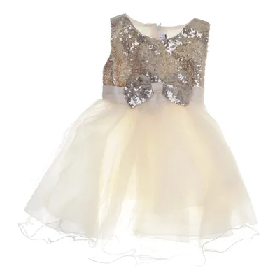 Bloemenmeisjes jurk (Beige, Goud) Polyester