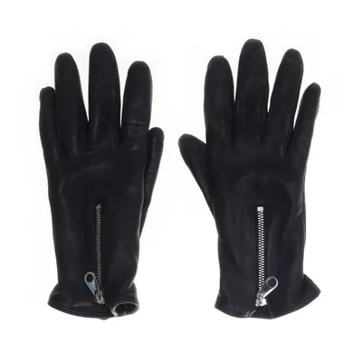 Leather gloves (Black) from Glitter Leather, Polyester