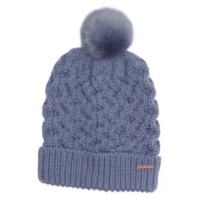 Bobble hat (Blue) from Jo & Mr. Joe Acrylic, Metallic fiber, Polyester